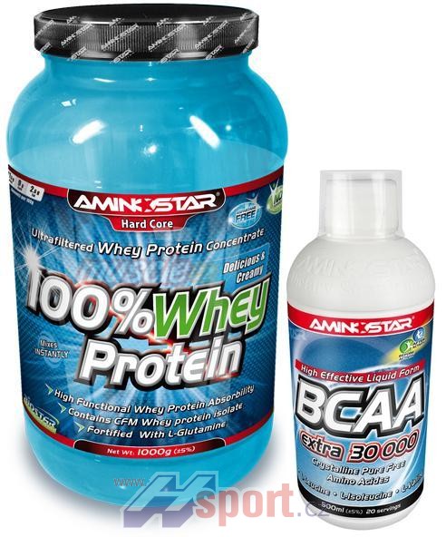 Aminostar 100% WHEY PROTEIN 2300g + BCAA 500ml ZDARMA