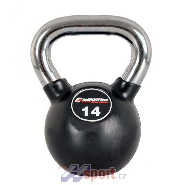 Pogumovaný Ketlebel s chromovanou rukojetí - 14kg