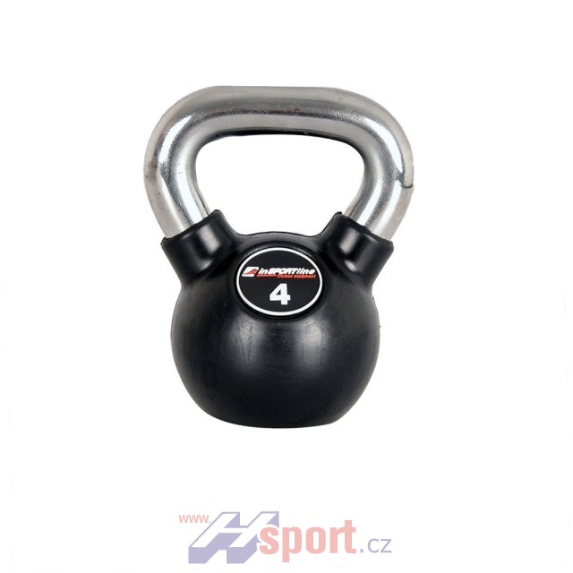 Pogumovaný Ketlebel s chromovanou rukojetí - 4kg