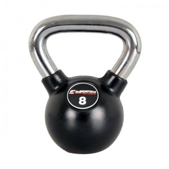Pogumovaný Ketlebel s chromovanou rukojetí - 8kg