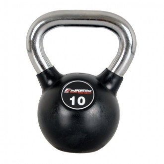 Pogumovaný Ketlebel s chromovanou rukojetí - 10kg