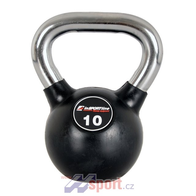 Pogumovaný Ketlebel s chromovanou rukojetí - 10kg