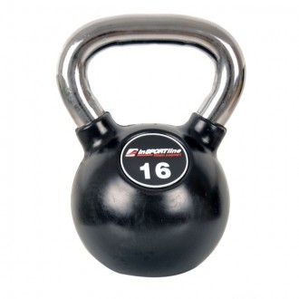 Pogumovaný Ketlebel s chromovanou rukojetí - 16kg