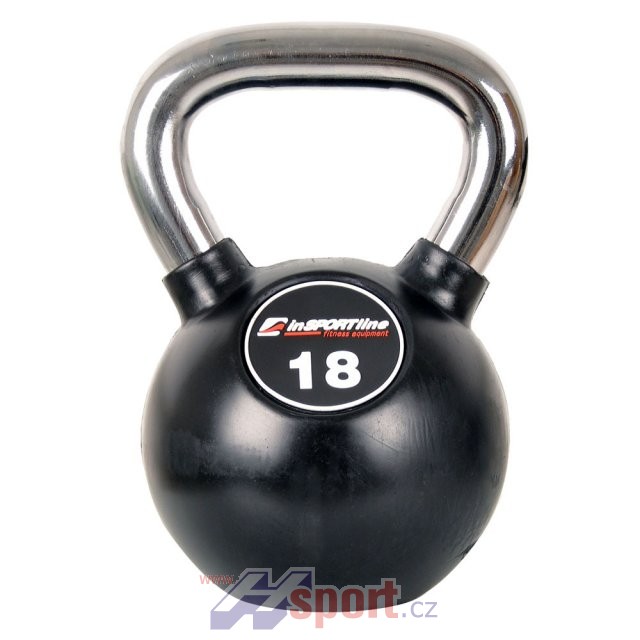 Pogumovaný Ketlebel s chromovanou rukojetí - 18kg