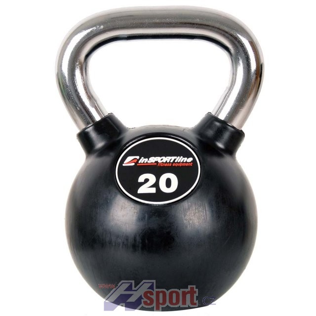 Pogumovaný Ketlebel s chromovanou rukojetí - 20kg