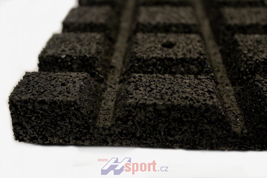 Odpružená sportovní podlaha 30 mm, 1 x 1 m - černá