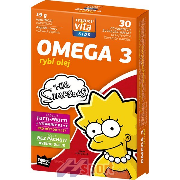 MaxiVita Kids Omega 3 + vitamín D,E 30 cps